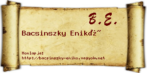 Bacsinszky Enikő névjegykártya